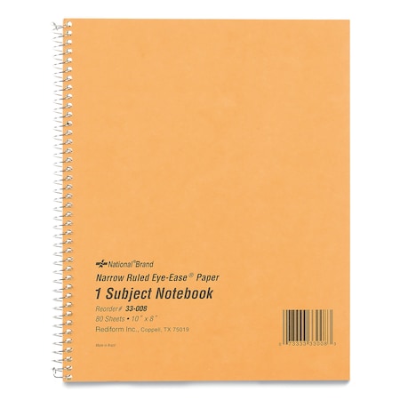 10X8 Narrow Rule Wirebound Notebook